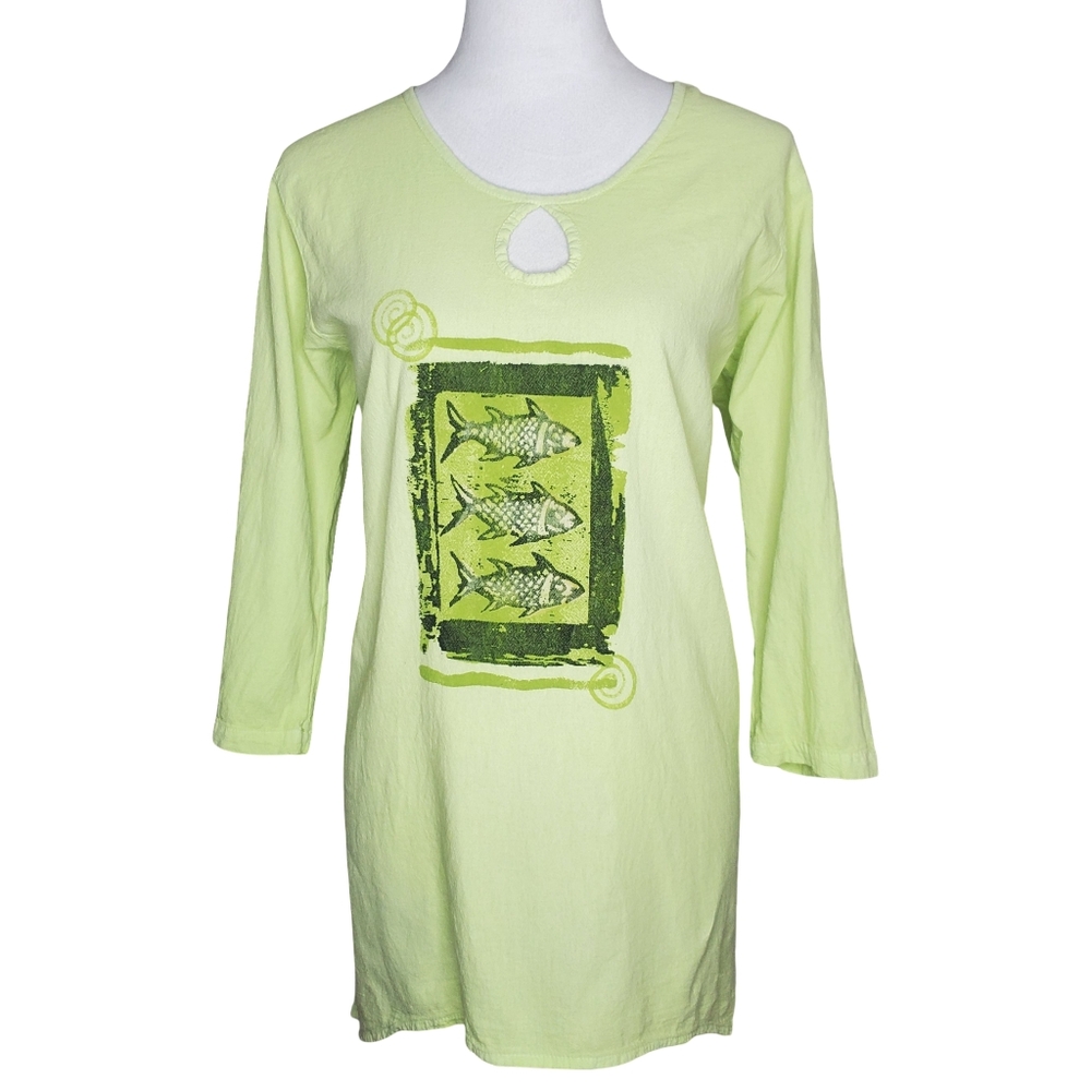 Cottonseed 100% Cotton Tropical Keyhole Top
